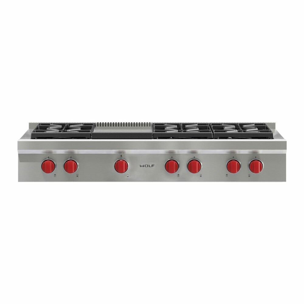 Wolf Sealed Burner Range-Top 6 Burner and Griddle ICBSRT486G