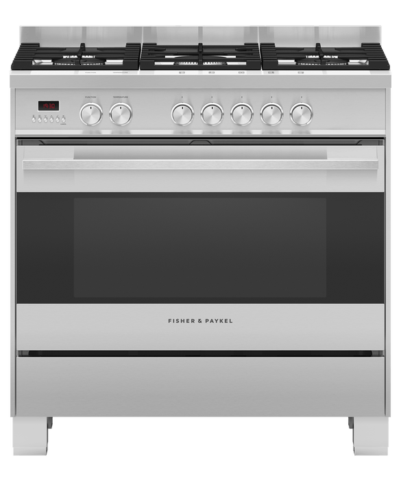 Fisher & Paykel Range Cooker, Dual Fuel, 90cm, 5 Burners, Self-cleaning - OR90SDG6X1