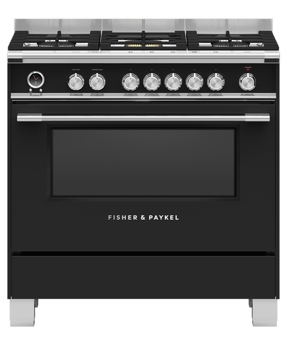 Fisher & Paykel Range Cooker, Dual Fuel, 90cm, 5 Burners, Self-cleaning