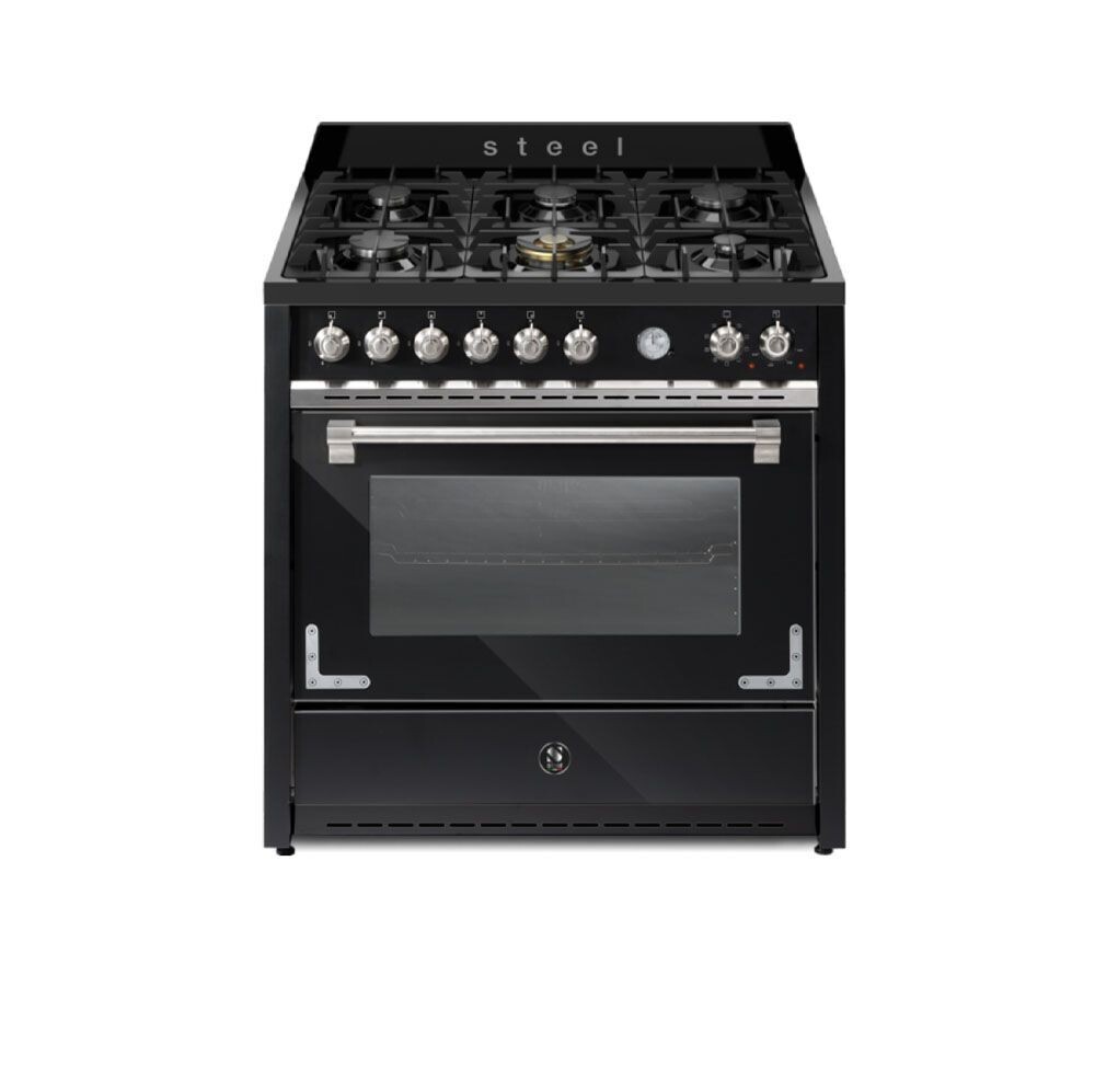 Steel Cucine Oxford 90cm Single Oven Range Cooker, Colour: Black