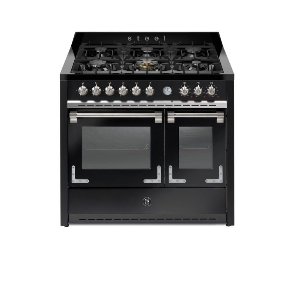 Steel Cucine Oxford 100cm Double Oven Range Cooker, Colour: Black