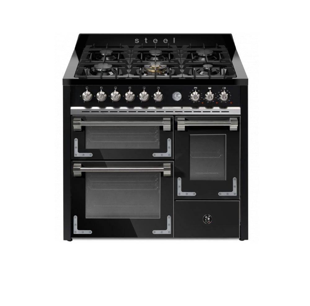Steel Cucine Oxford 100/3 Triple Oven Range Cooker, Colour: Black