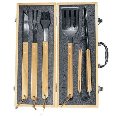 Wolf 5 piece BBQ Tool Set in Wooden box
