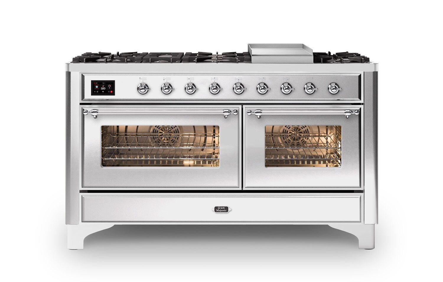 ILVE Majestic Milano 150cm Fry Top Dual Fuel Range Cooker, Colour: Stainless Steel