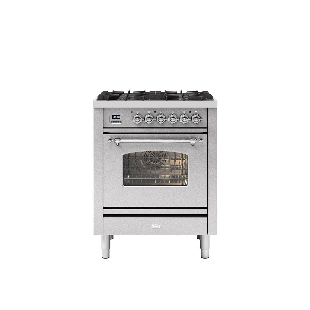 ILVE Milano 70cm Single 4 Burner Oven Dual Fuel - P07-NE3, Colour: Stainless Steel