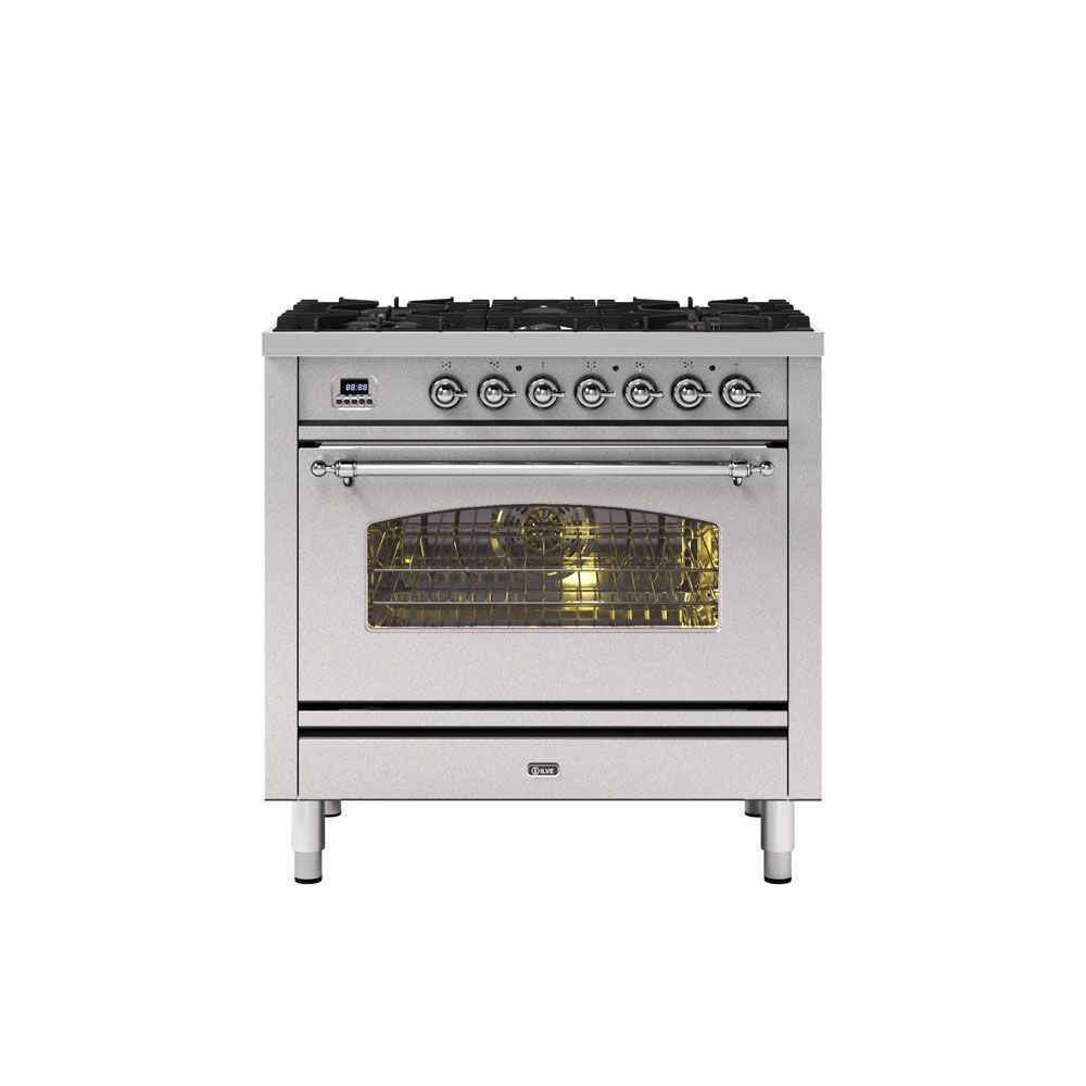 ILVE Milano 90cm Single 6 Burner Oven Dual Fuel - P096-NE3, Colour: Stainless Steel