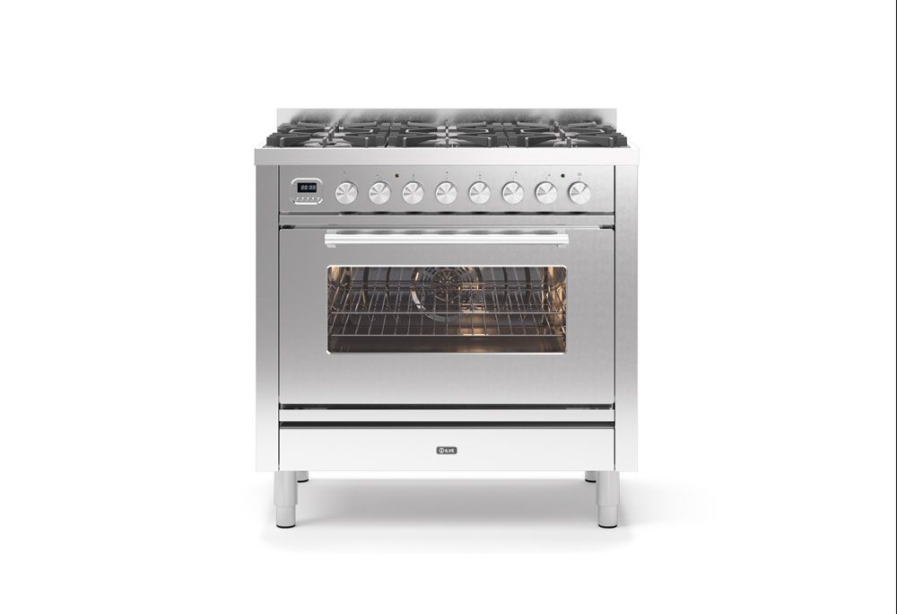 ILVE Roma 90cm 6 Burner Dual Fuel Range Cooker - P096-WE3, Colour: Stainless Steel
