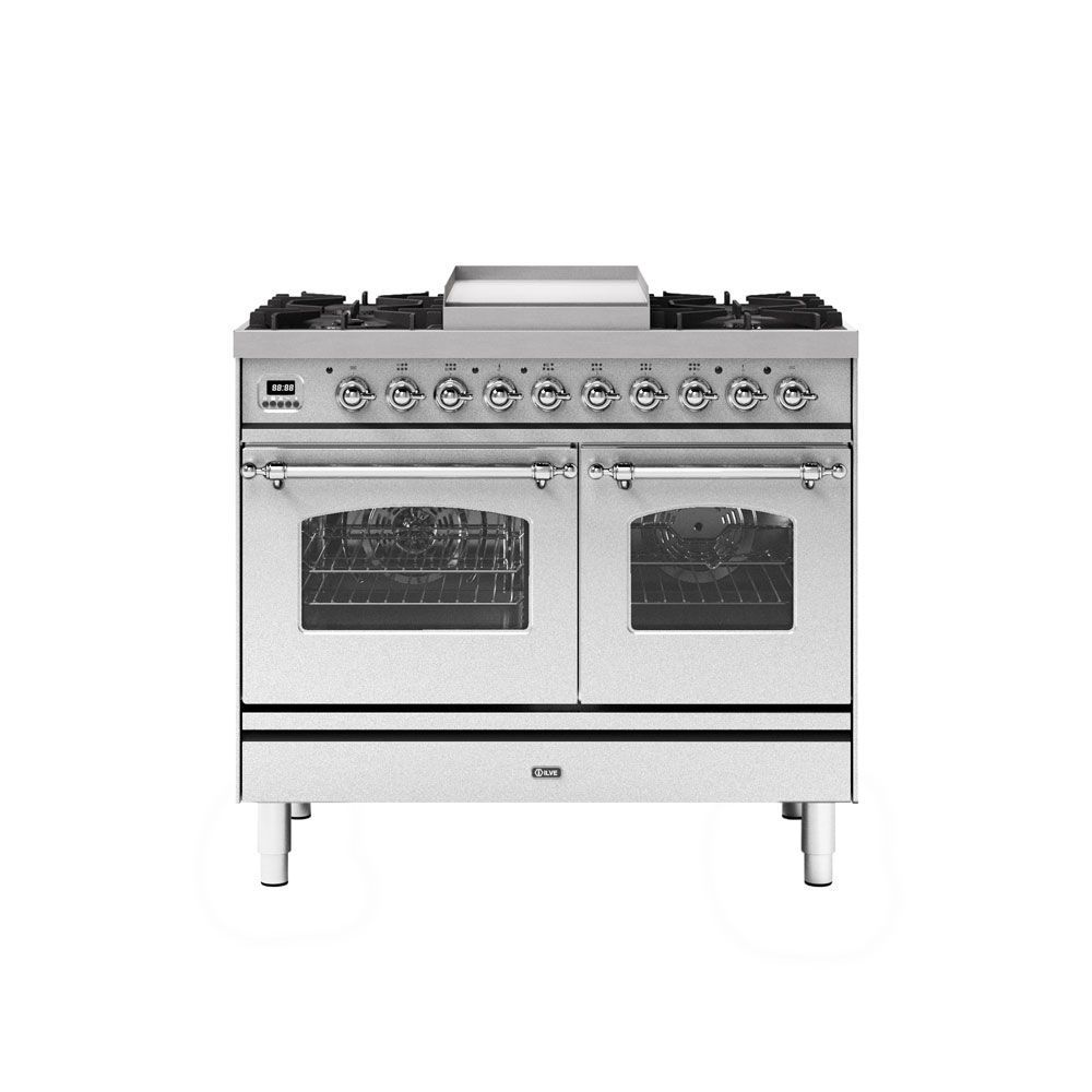 ILVE Roma 100cm Fry Top Double Dual Fuel Range Cooker - PD10FWE3, Colour: Stainless Steel