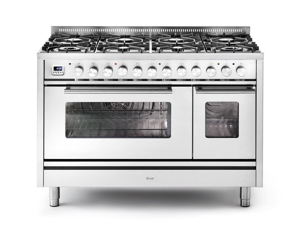 Ilve Roma 120cm 8 Burner Double Oven Dual Fuel Range Cooker - P128WE3