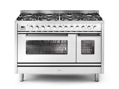 Ilve Roma 120cm 8 Burner Double Oven Dual Fuel Range Cooker - P128WE3