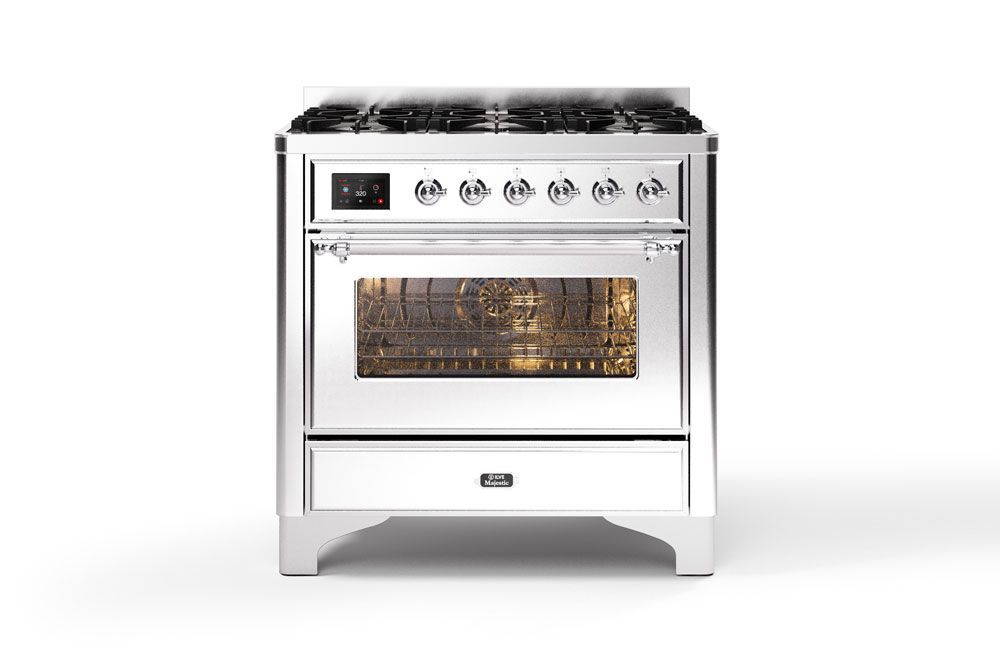 ILVE Majestic Milano 90cm Single 6 Burner Oven Dual Fuel - M096DNE3, Colour: Stainless Steel