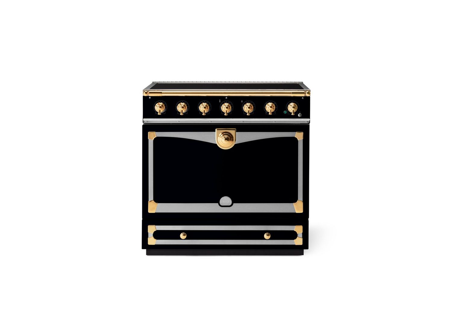 La Cornue CornuFé Albertine 90 Range Cooker Induction - 90EI, Trim Option: Polished Brass, Colour Required: Gloss Black