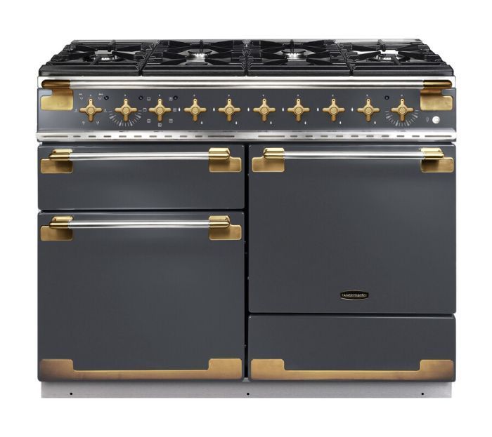 Rangemaster Elise Luxe 110 Dual Fuel Range Cooker - Slate & Brass ELS110DFSL/AB