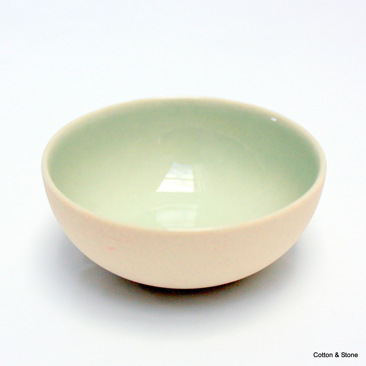 Handmade Bisque Bowl Green Tiny