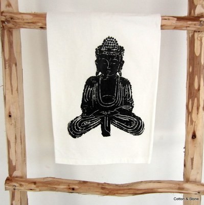 Tea Towel &#39;Buddha&#39; black