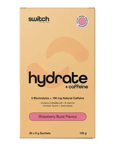 SWITCH - Hydrate+Caffine - Strawberry Burst - 20 Sachet Box, Falvour: Strawberry Burst