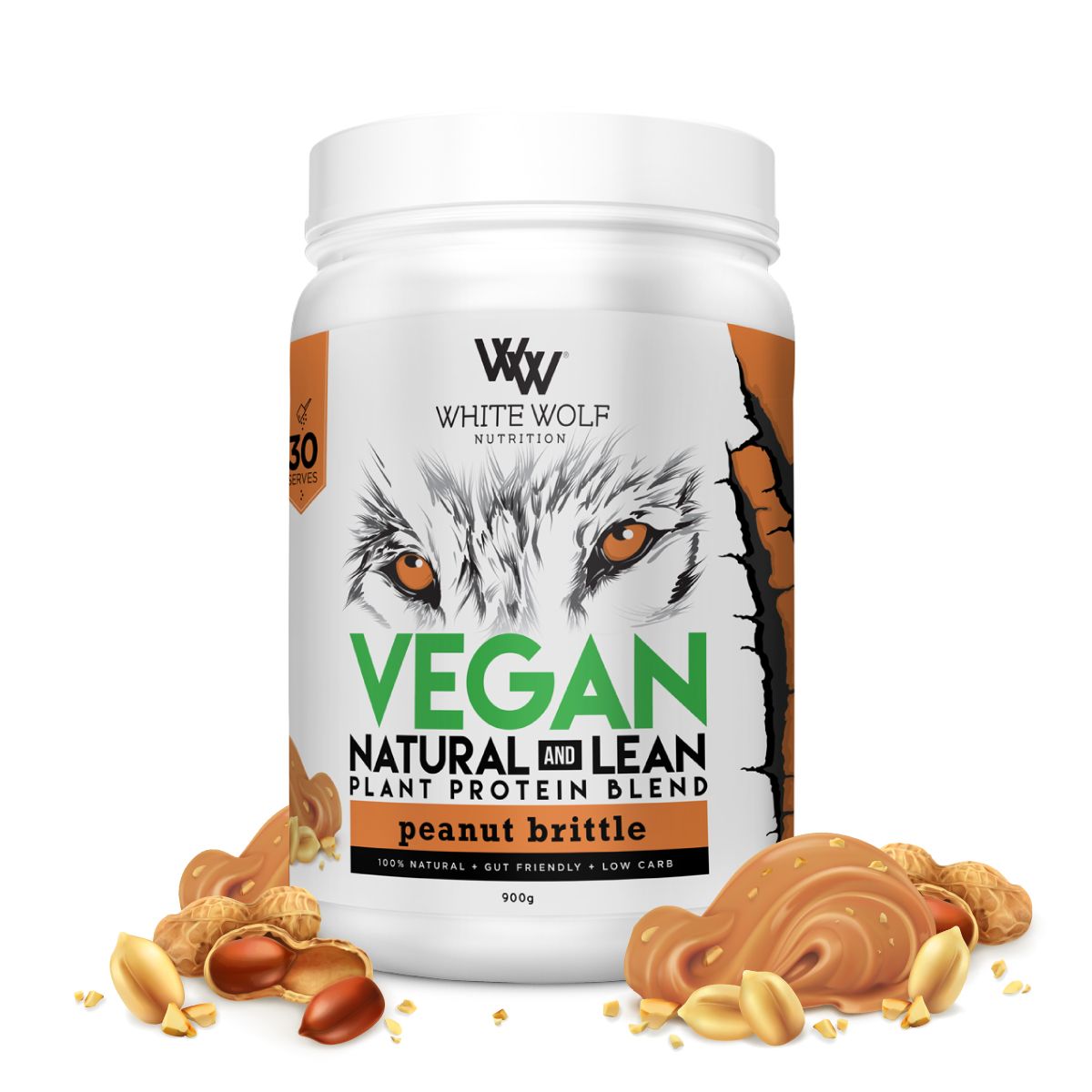Natural &amp; Lean Vegan Protein 900g Peanut Brittle