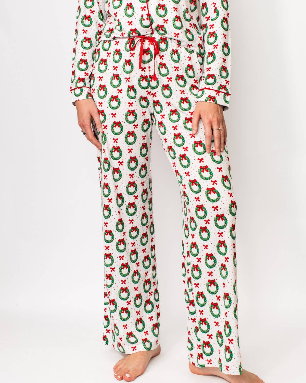 Clara Wreath Sleep Pants White/Red/Green -Asst.