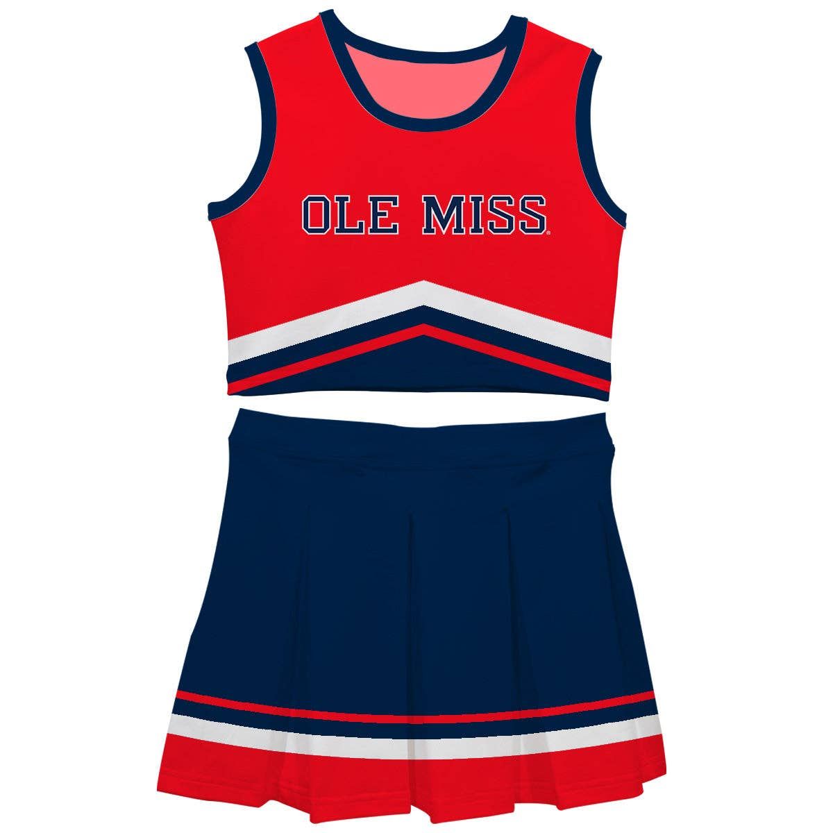 Ole Miss Rebels Vive La Fete Game Day Red and Navy Sleeveless Chearleader Set