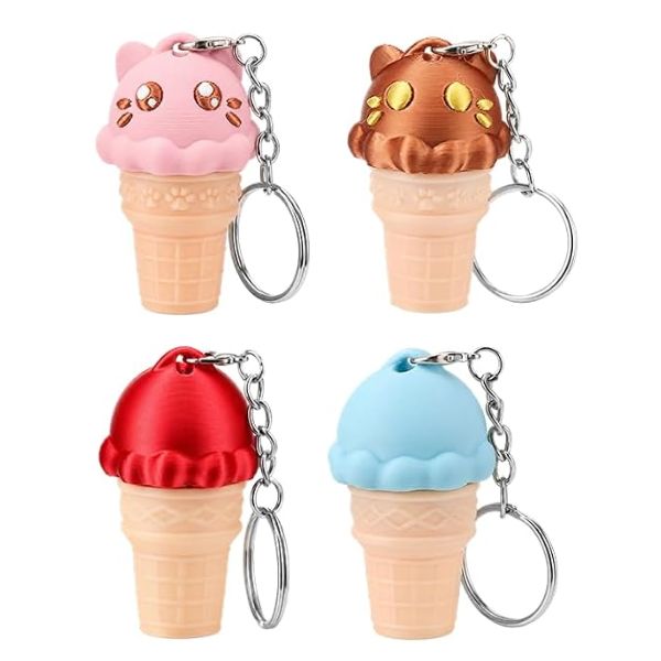 Ice Cream Cone Fidget Clicker Keychains