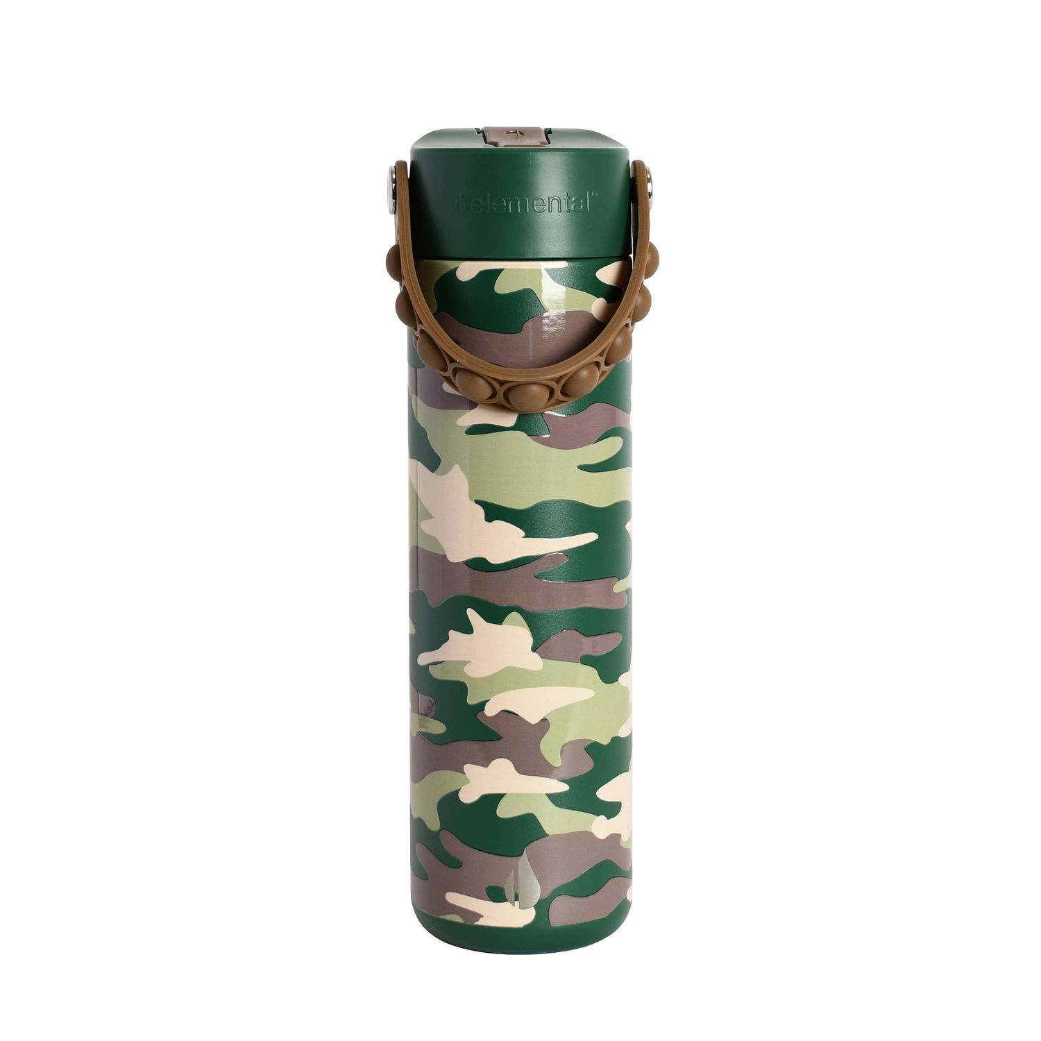 Leakproof Fidget Handle Water Bottle 24oz, Theme: Green Camo