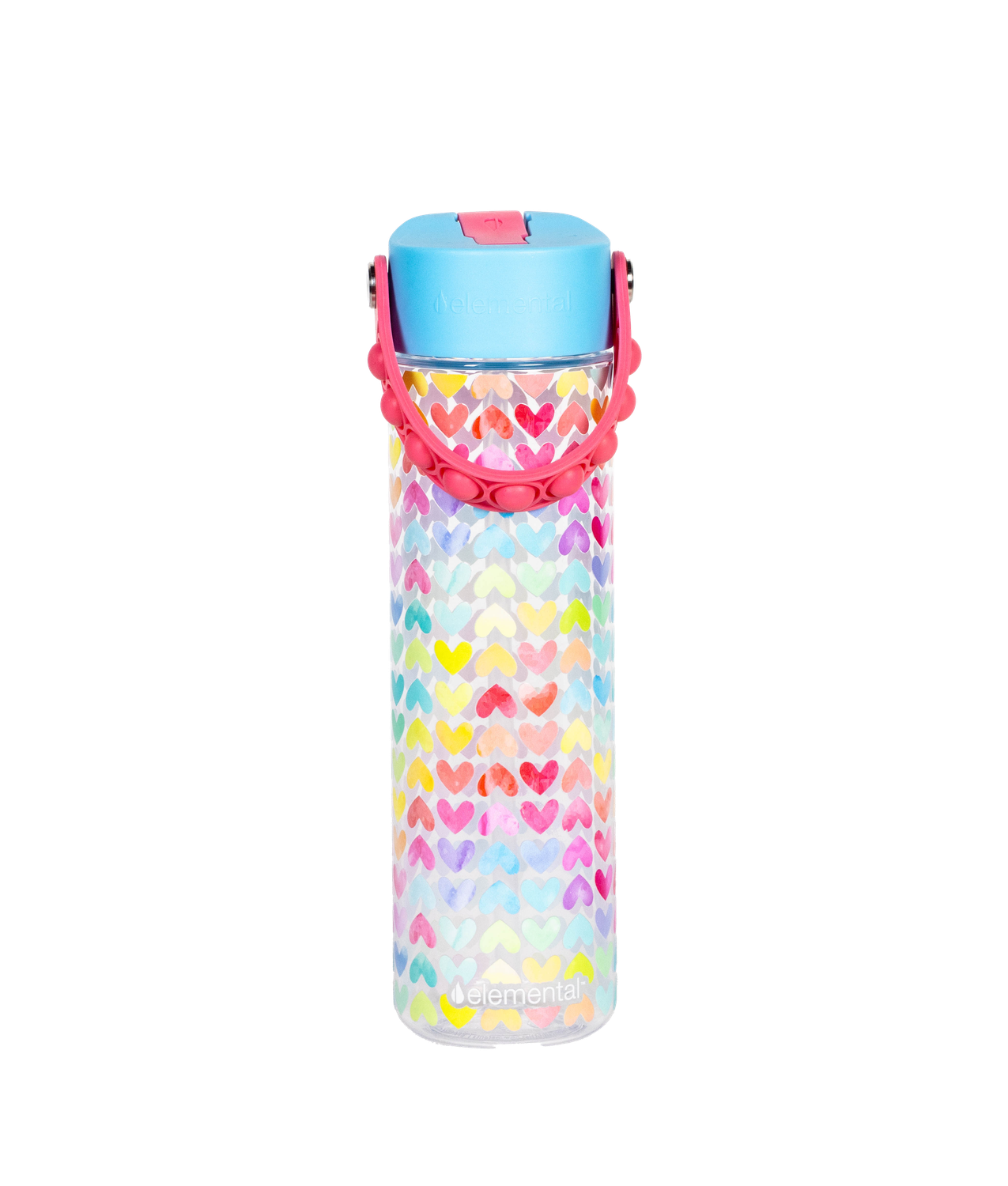 Fidget Handle Kids Tritan Bottle 26oz, Theme: Rainbow Heart