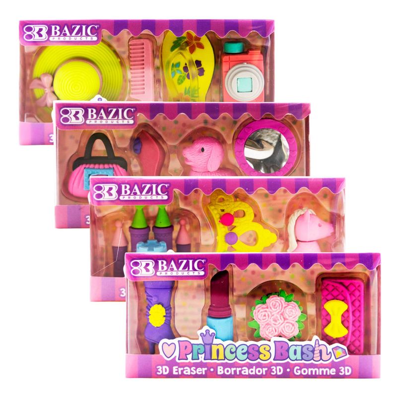Princess 3D Puzzle Erasers, Non-Toxic, Set of 4, Take-Apart
