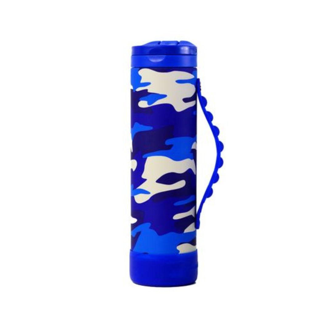 Fidget Strap Stainless Bottle 20oz, Theme: Blue Camo