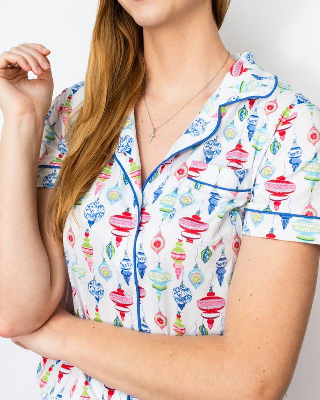 Whimsical Wonders Short Sleeve Button Up Sleep Shirt   White/Multi   -Asst.