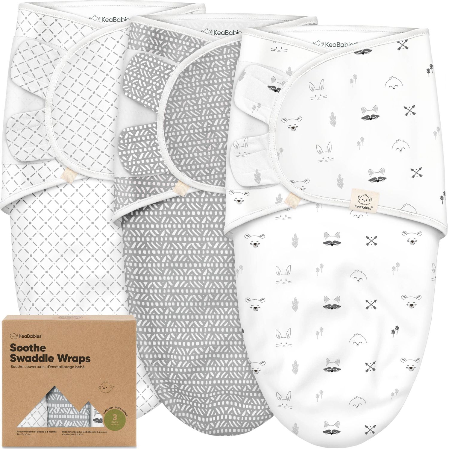 Soothe Baby Swaddles,Sleep Sack for Newborns,3pk, Color: Nordic, Size: OS 0-3M