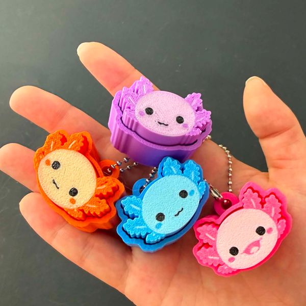 Axolotl Fidget Clicker Keychains