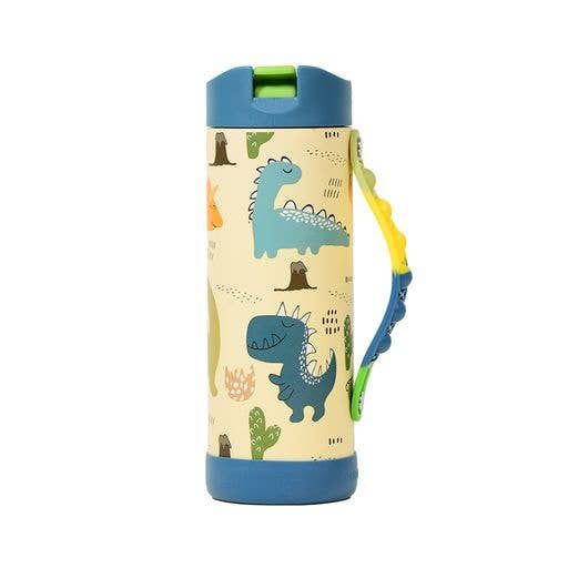 Fidget Strap Kids Stainless Bottle 14oz, Theme: Dinosaur