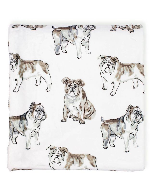 Forever Bulldog Throw White/Multi 50x60