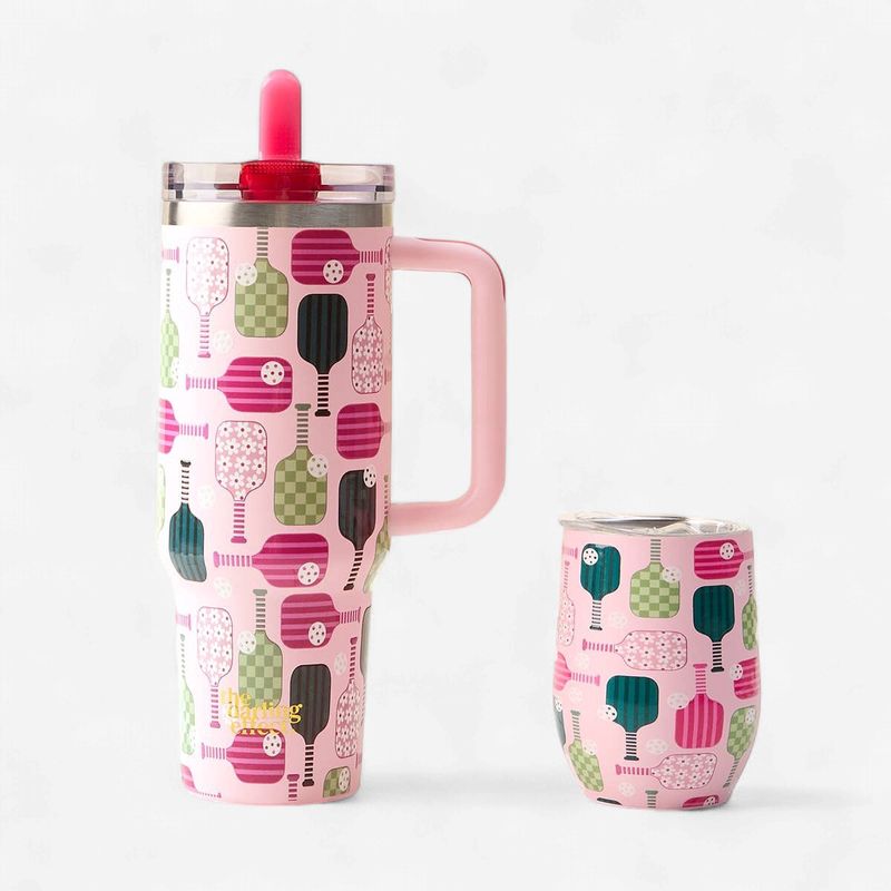 40 oz Lifestyle Flip Straw Tumbler–Pickleball Party