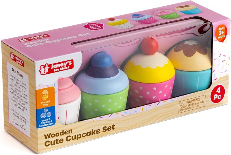 Wooden Cute Cupcake Set