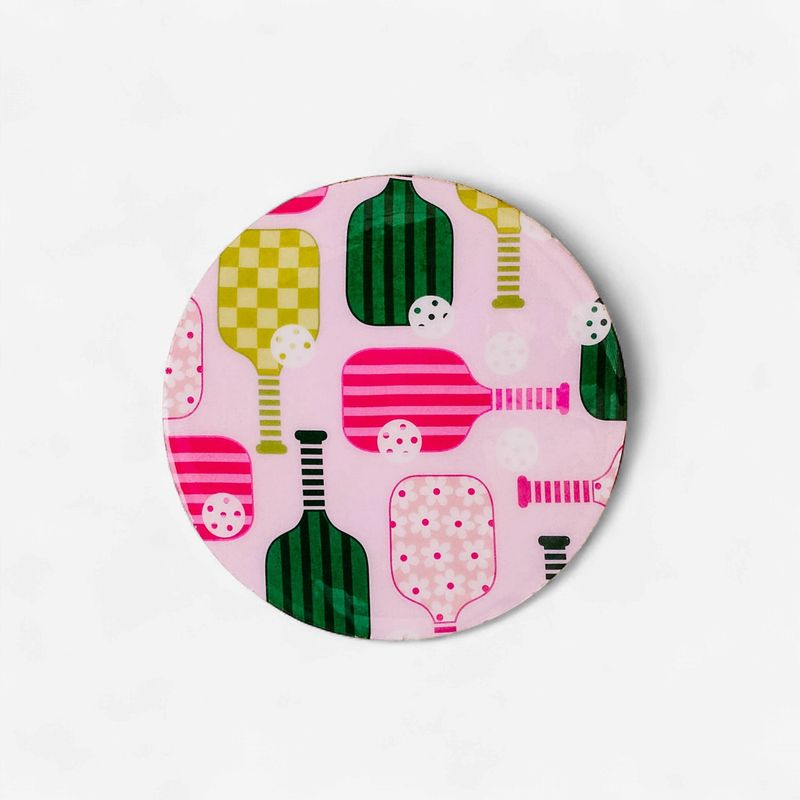 Wood Enamel Coaster-Pickleball Party
