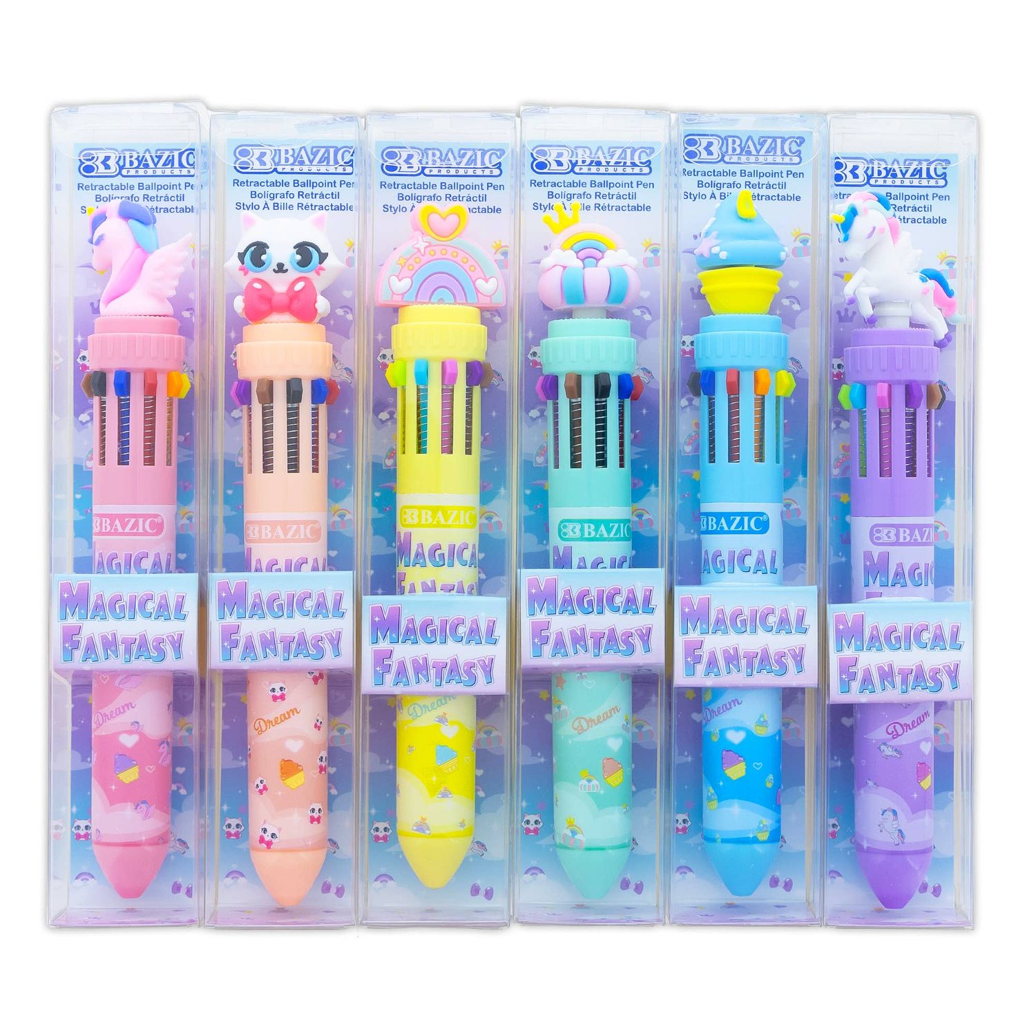 10-Color Retractable Ballpoint Pen, Item Quantity: Magical Fantasy