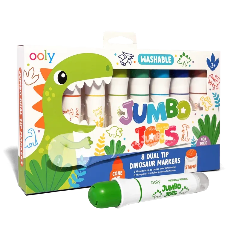 Jumbo Jots: Dual Tip Cone &amp; Stamp Markers, Theme: Dinosaur