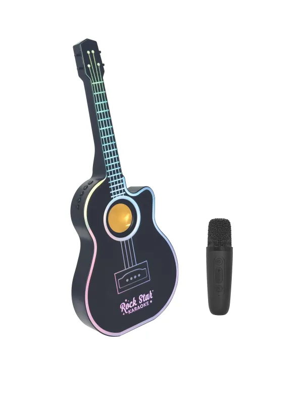 Rock Star Guitar &amp; Microphone Karaoke Set-Black