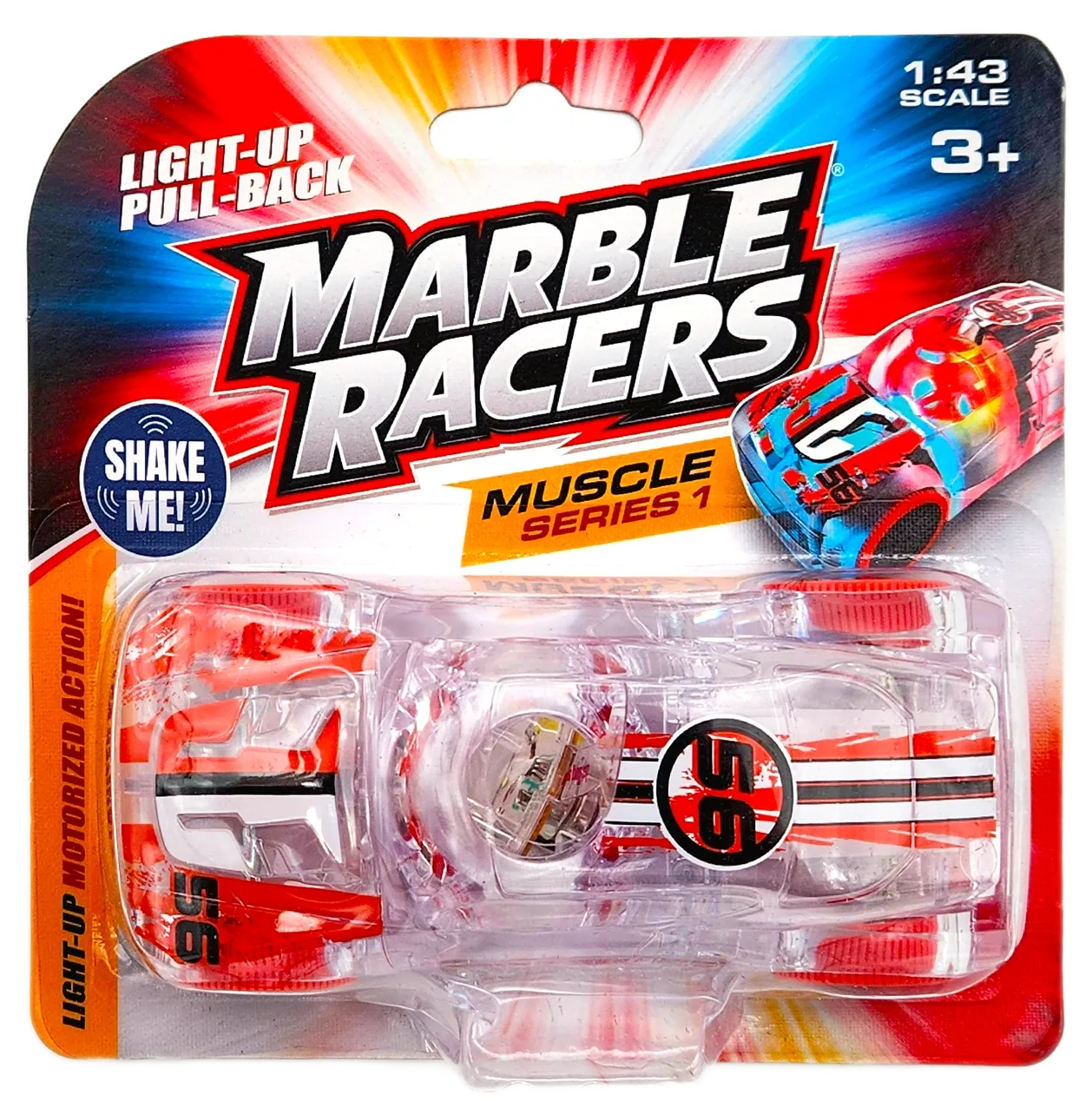 Pull-Back Marble Racers Muscle Car PDQ, Color: Red and Black