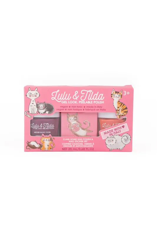 Claw-some Nail Polish and Nail Sticker Set (cat)