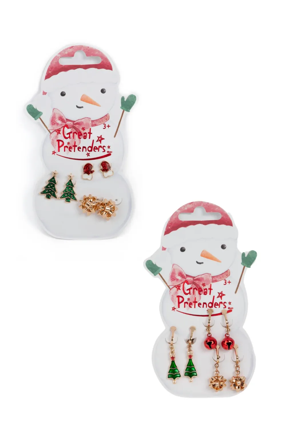 Snowman Pierced Earrings, 3 pairs