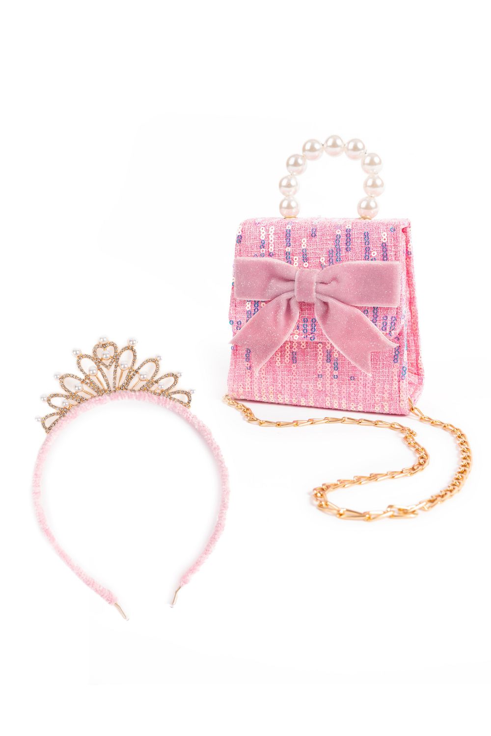 The Mademoiselle Mini Purse with Headband, Color: Pink