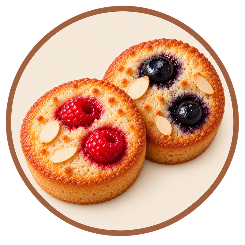 Financiers met framboos of blauwe bes