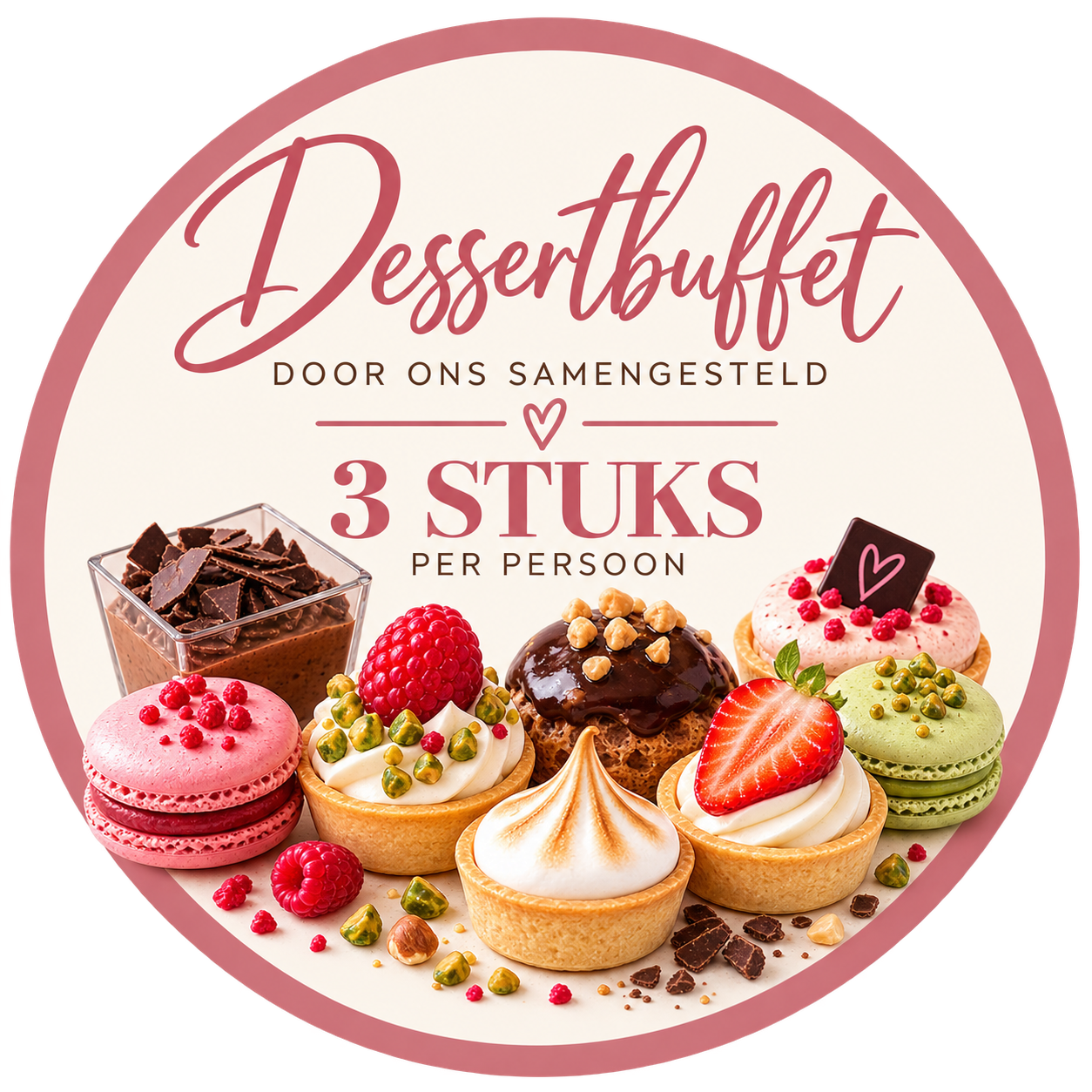 Dessertbuffet 3 stuks/p.p.