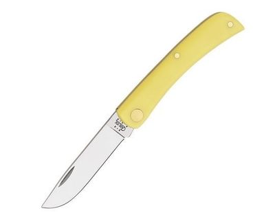 Case Cutlery Sod Buster Jr, with carbon steel (CV) blade and yellow delrin handle