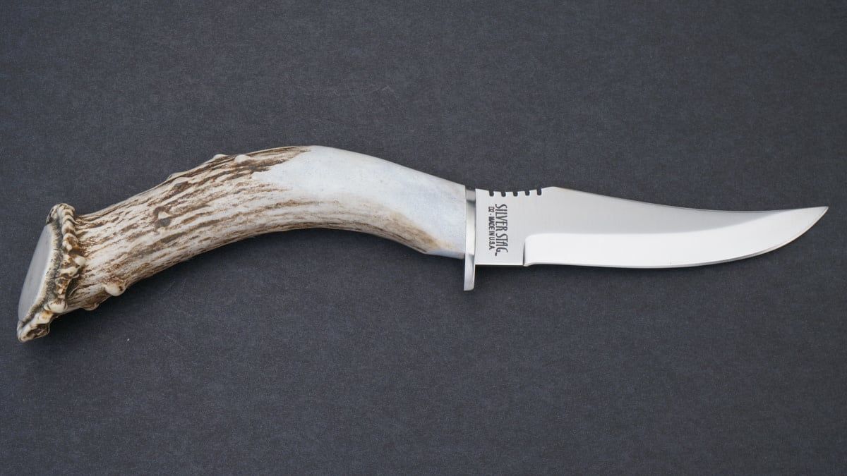 Silver Stag Deer Skinner Crown Handle, D2 Steel