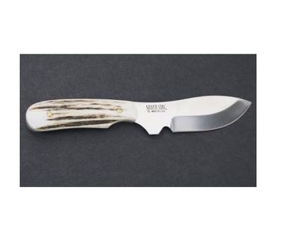 Silver Stag Whitetail Caper Antler Slab Handle, D2 Steel