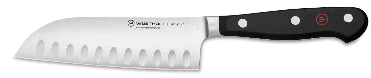 Wusthof Classic 5" Santoku Hollow Edge, Black Handle
