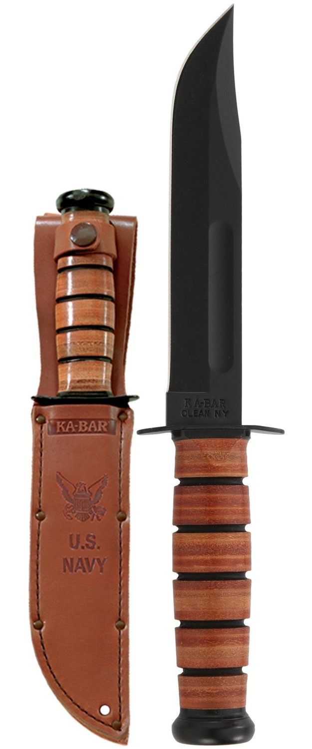 Ka-Bar U.S. Navy Fighter, Carbon Steel, Leather Handle